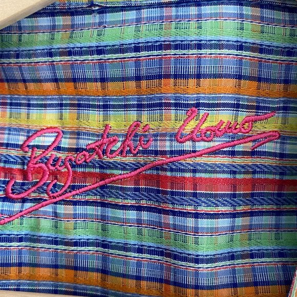 Bugatchi Uomo Colorful Long Sleeve Striped Button-Up Shirt Cotton Large I-913 - Picture 9 of 9